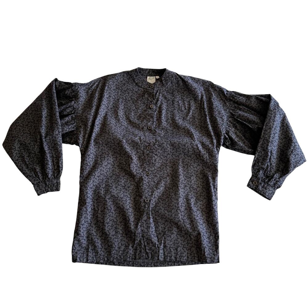 Wah Maker True West Outfitters USA Made Frontier Gray Cotton Prairie Blouse‎ S